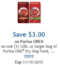 Contact me by sending your emails to purinaonecoupons@gmail.com. Purina ONE Dry Dog Food Coupon at Kroger - save $3