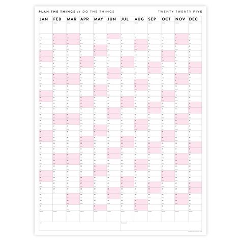 2025 Giant Wall Calendars Vertical Plan The Things