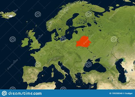 Belarus On Physical Map Of Europe Detail Of World Geographic Map From