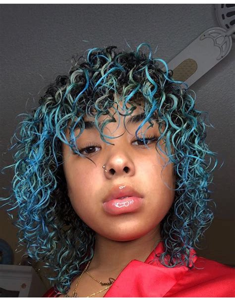 Dyed Curly Hair Dyed Hair Blue Dyed Natural Hair Natural Hair Color