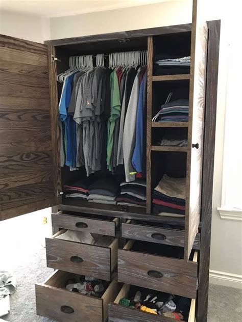 Inside Of Our Custom Built Armoire Perfect For All Your Guys Apparel