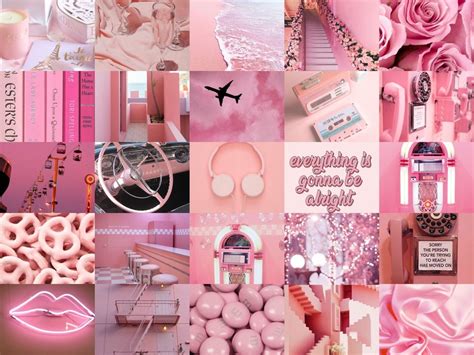 Pink Aesthetic Photo Wall Collage Kit 50 Pcs Digital Etsy