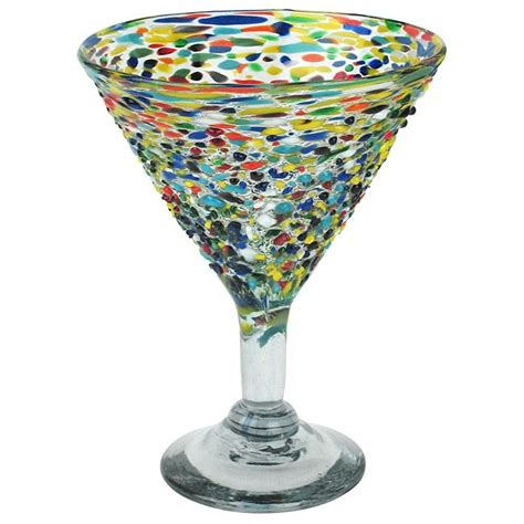 Mexican Confetti Pebbled Martini Glass Set Of 4 Mexican Glassware Glass Set Glassware