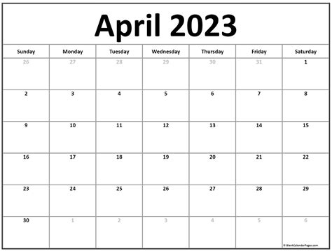 April 2023 Calendar Blank Calendar Pages Get Calendar 2023 Update