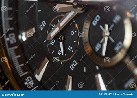 Modern Clock Face With Focus On Center Time Concept Stock Image