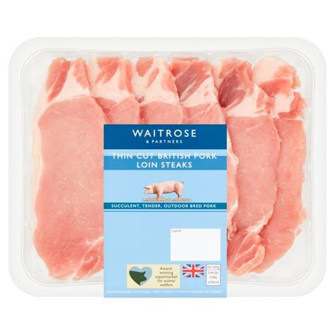Check spelling or type a new query. Essential Waitrose Thin Cut Pork Loin Steaks 450g from Ocado