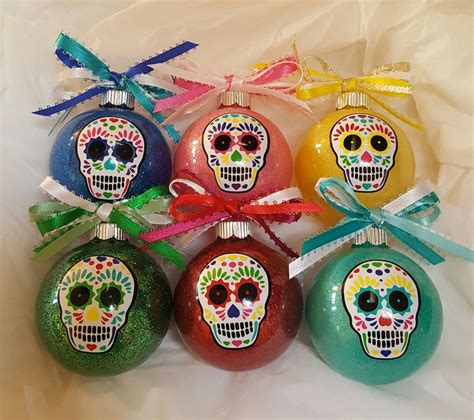 Sugar Skull Christmas Ornaments Day Of The Dead Custom Ornament My