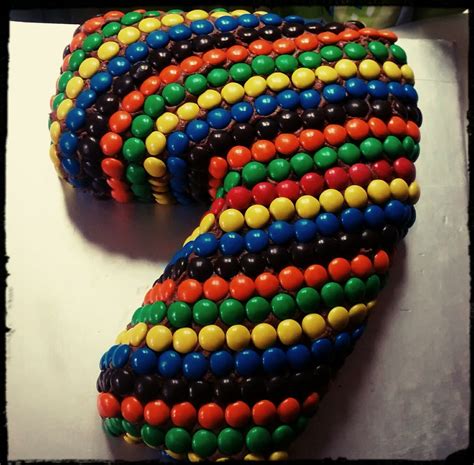Number 7 Shaped Birthday Cake Decorated With Chocolate Mandms