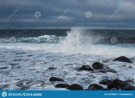 Powerful Waves Crushing On A Rocky Beach Stock Image Image Of Travel
