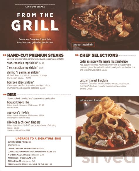Applebee's menus in Windsor, Ontario, Canada