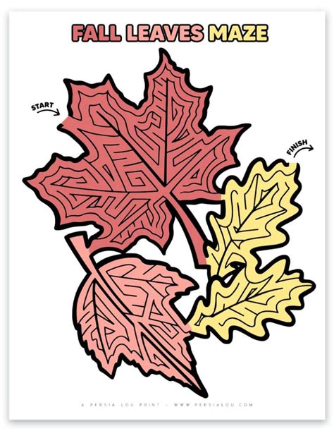 Free Fall Maze Printable Worksheets Autumn Leaves