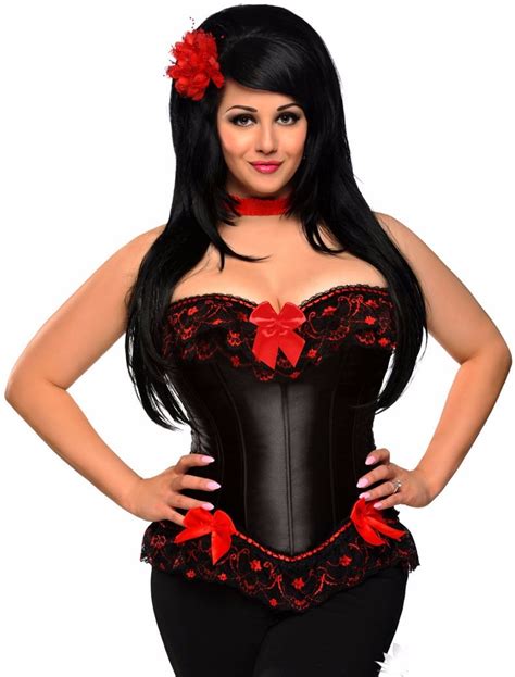 Sexy Lingerie Satin Corset Black Corsets And Bustiers Top Floral Lace Corselet Bowknot Satin