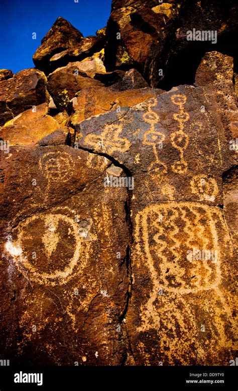 Petroglyph Rock Art Native American Indian Rock Carvings Stock Photo