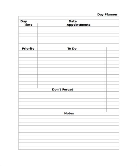 Word Daily Planner Template