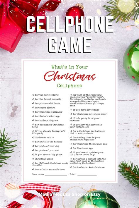 Whats In Your Phone Printable Christmas Holiday Party Game Etsy Fun