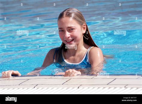 Girl Swimming Pool Stock Photo Alamy Play Alamy Girl Swimsuit Min