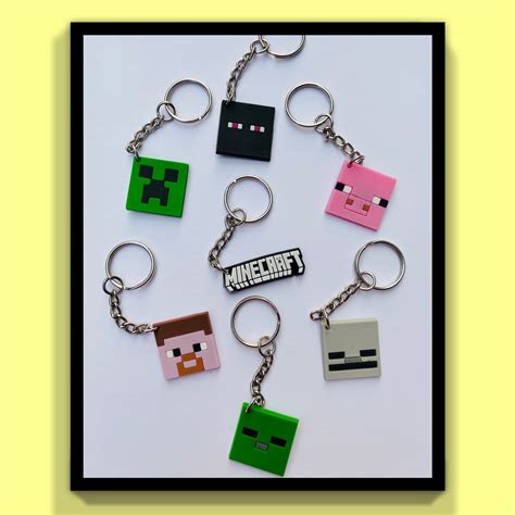 Minecraft Keyrings Keychains Minecraft Game Characters Etsy