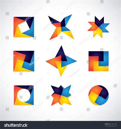 Colorful Geometric Shapes Vector Icons Of Design Elements