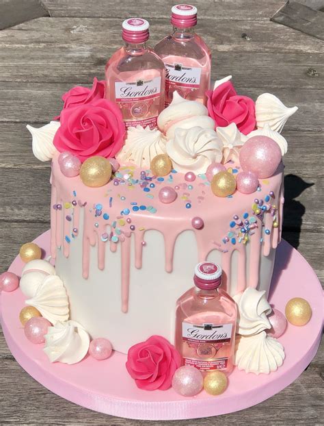 Pink Gin Drip Cake 22nd Birthday Cakes Alcohol Birthday Cake 21st