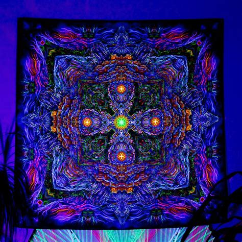 Psychedelic Tapestry Uv Mandala Blacklight Esoteric Spiritual Trippy