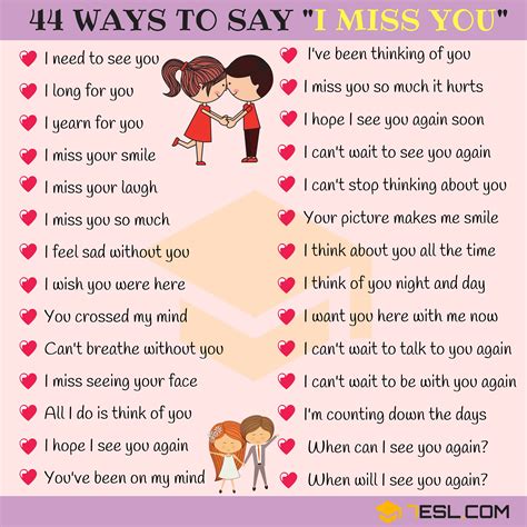 Learning how to say 'love' in japanese could be just what you need to find it. 44 Other Ways to Say I MISS YOU in English • 7ESL