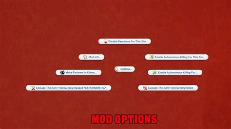 mod options image extreme violence mod for the sims 4 moddb