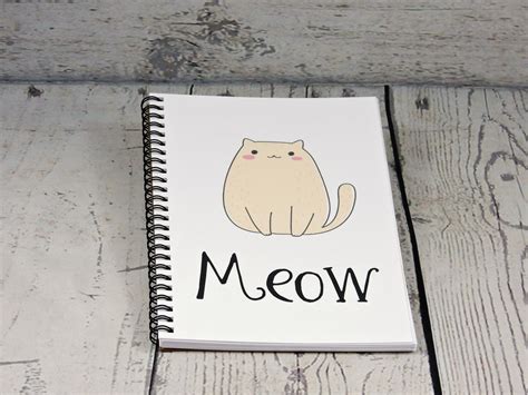 Cute Cat Journal Blank Journal Spiral Journal Notebook Etsy Cute
