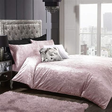 Luxurious Full Velour Crushed Velvet Duvet Cover And Pillowcases Bed