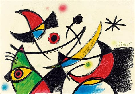 Joan Miró Birds And Stars At Night 1969 Mutualart