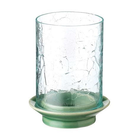 Classic Candle Holder With Glass Cover Dark Green Gloss Jenggala