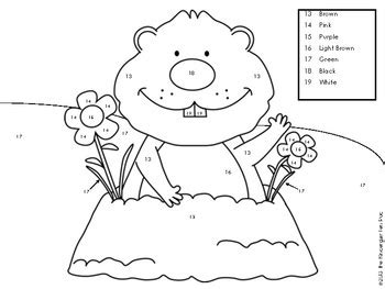 Printable holiday coloring pages for children to print and color. Groundhog's Day Color-by-Numbers by The Kindergarten Pod | TpT
