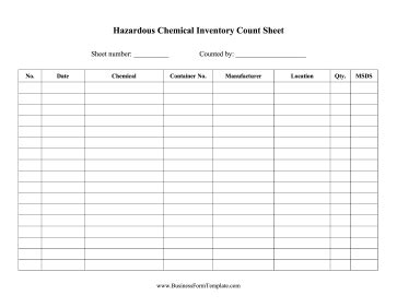 Hazardous Material Inventory Sheet Fillable