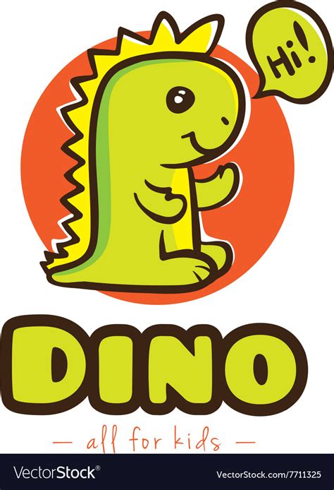 Four dino warriors are thawed out and thrown into the modern world. Funny cartoon dino logo Baby dinosaur Royalty Free Vector
