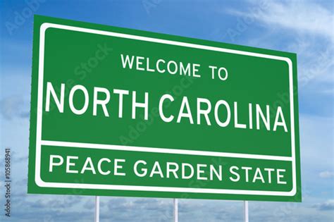 Welcome To North Carolina State Road Sign Stock Photo And Royalty