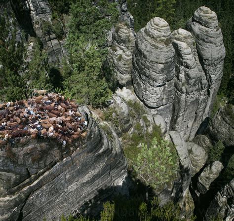 Elbe Sandstone Mountains High Angle Germany Stock Photo