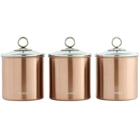 Vintage copper kitchen canisters copper canisters copper nesting. VonShef Set of 3 Copper Tea Coffee Sugar Canisters Kitchen ...