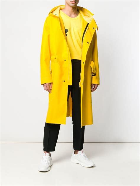 Neil Barrett Oversized Hooded Raincoat In Yellow For Men Lyst