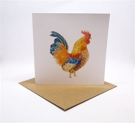 On The Farm Cockerel Rooster Blank Birthday Greeting Card From Etsy Uk