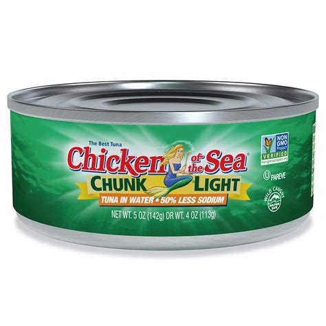 Chicken Of The Sea Chunk Light Tuna In Water Wild Caught Tuna 50 Less Sodium 5