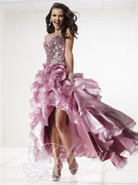 Tiffany 16739 Pink Quartz Shimmering Hi Low Pageant Prom Gown Dress Sz