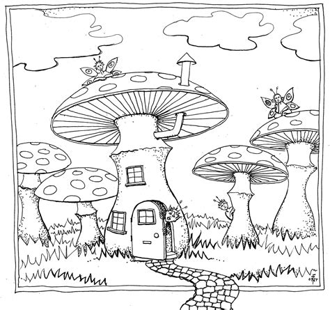 Slide Alt Trippy Mushroom Coloring Page Psychedelic Mushroom - Coloring
