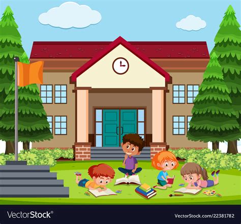 Student Learning Outside School Royalty Free Vector Image
