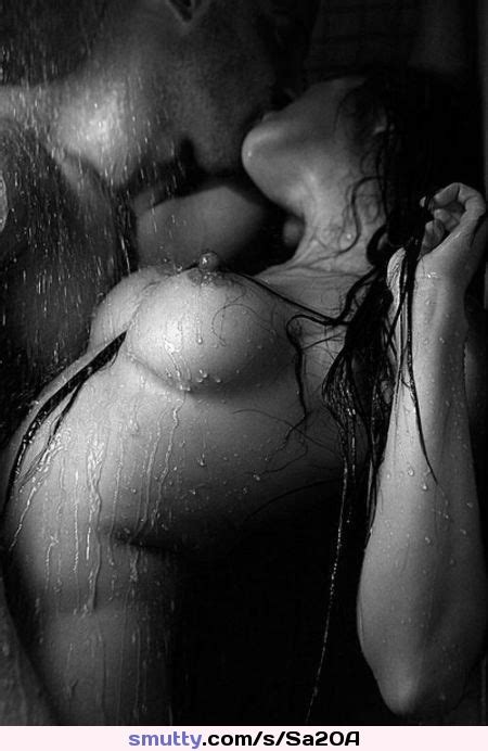 couple shower wet sensual curvy tits blackwhite