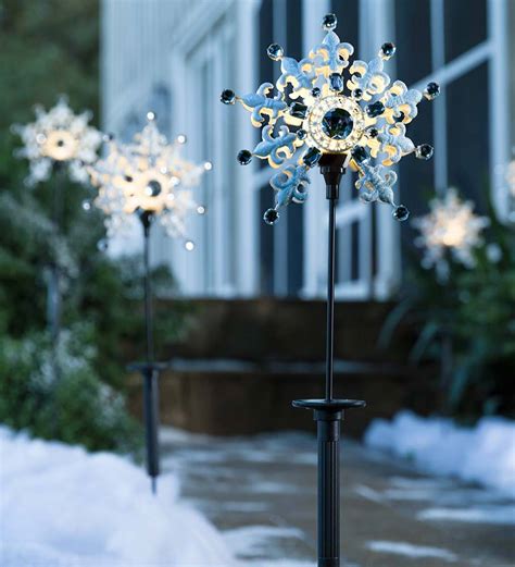 Solar Snowflake Stakes Set Of 2 Plow And Hearth