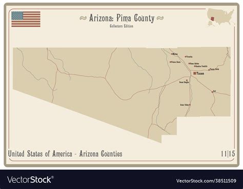 Map Pima County In Arizona Royalty Free Vector Image