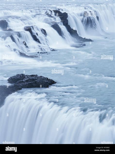 Island Sudurland Gullfoss Wasserfall Am Fluss Hvita Stockfotografie