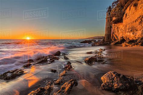 Sunset At Victoria Beach In Laguna Beach Ca Stock Photo
