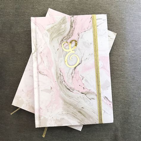 Marble Journal Marble Notebook Monogram Journal Personalized Etsy