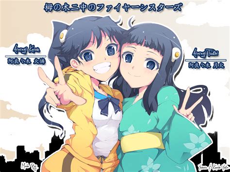 2girls Araragikaren Araragitsukihi Bakemonogatari Bow Japanese