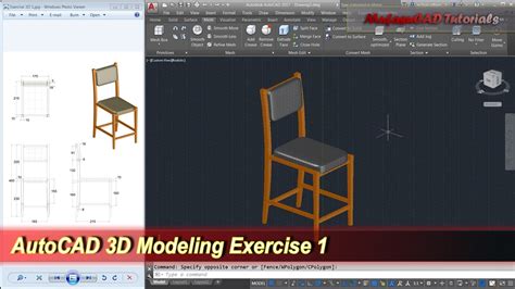 Autocad 3d Modeling Chair Tutorial Exercise 1 Youtube